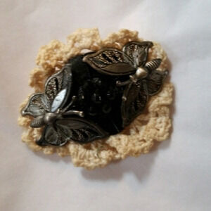 Vintage butterfly and lace brooch‎